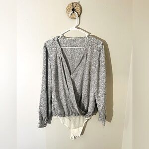 Abercrombie and Fitch Long Sleeve Satin Wrap Bodysuit - size XL